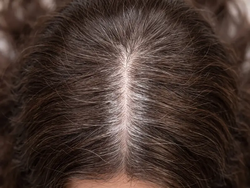 Close view of a part showing colored lengths and a quarter inch of white regrowth